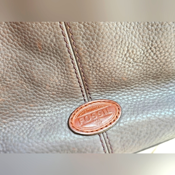 Fossil Morgan Large Crossbody Purse Gray Taupe Leather Bag w/ Storage Pockets - Picture 10 of 13